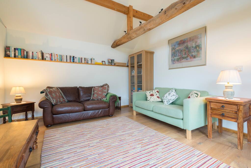 Sitting-room with books and comfy sofas