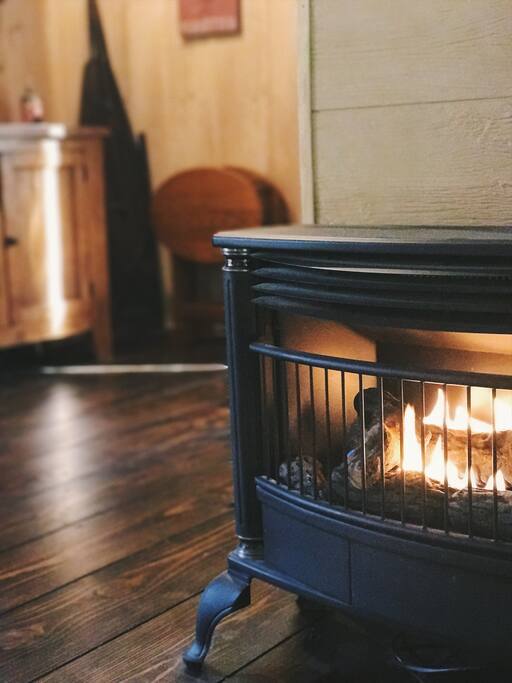 Gas heater with adjustable heat settings. Electric heater also available.