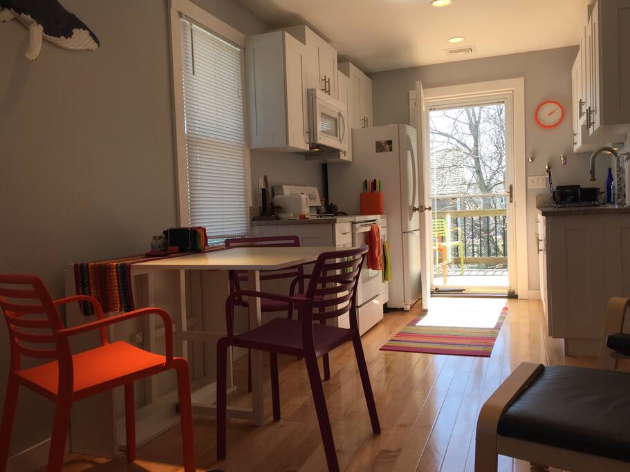 Kitchen looking out to private deck