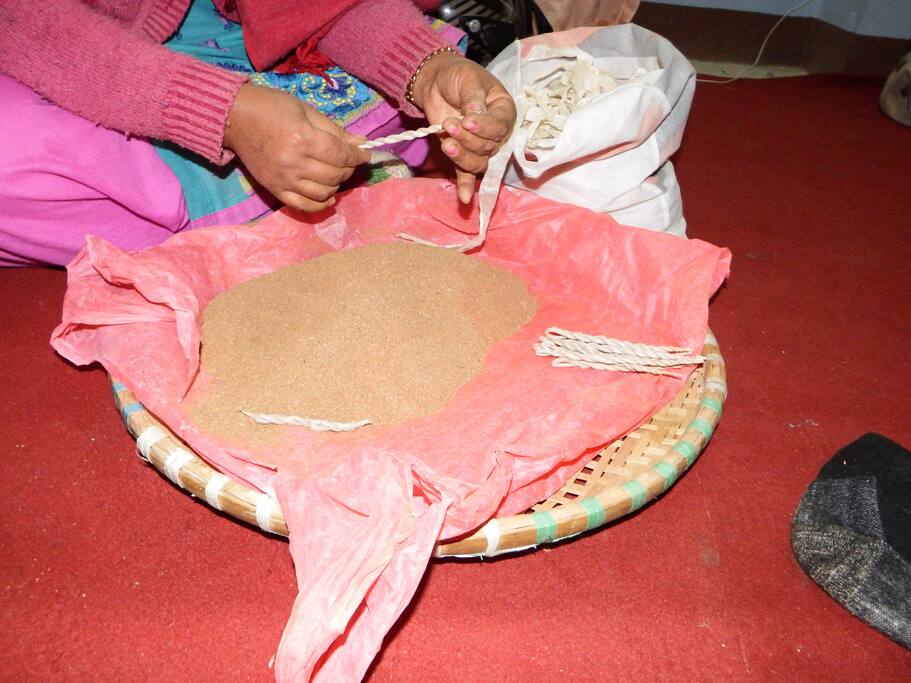 My mother making some incense