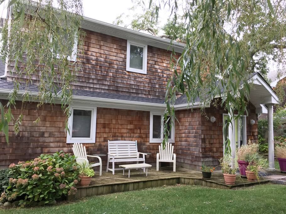 Classic, weathered cedar Hamptons style home