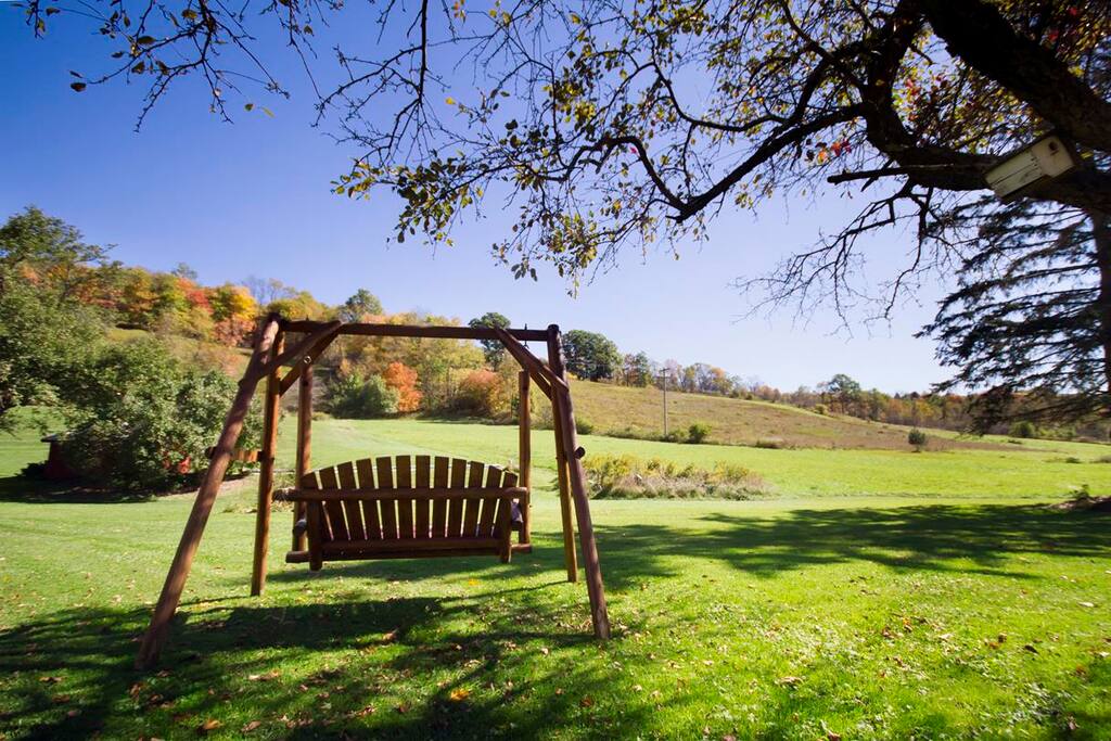 Swing facing the beautiful mountains.
