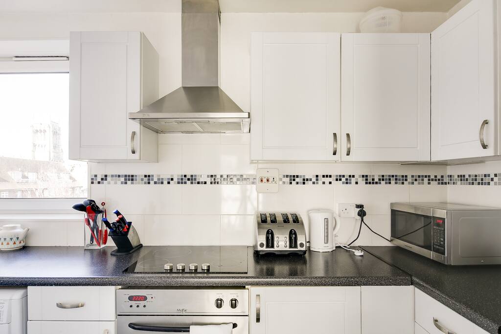 A sleek kitchen...