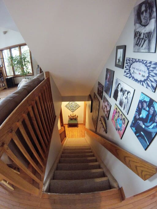 Stairs to lower level suite
