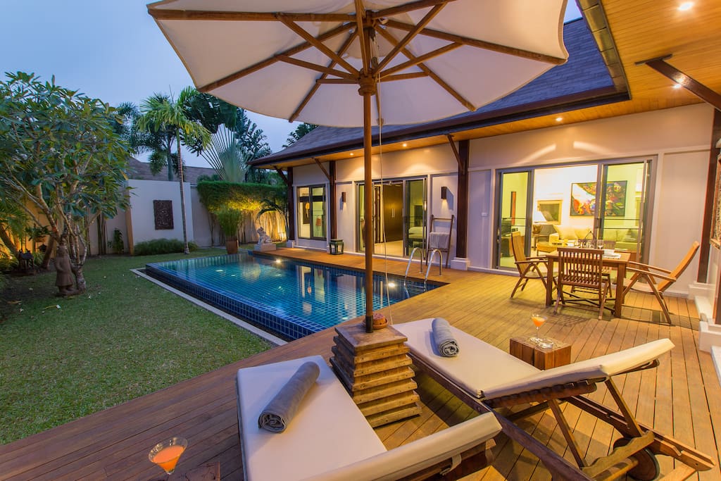 Wood deck to relax by the pool
