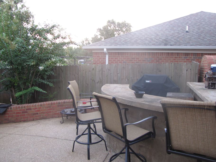 We have a bar and grill in the back that will accommodate you and your friends.