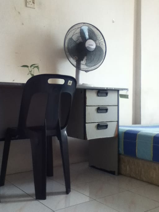 Working table and table fan.
