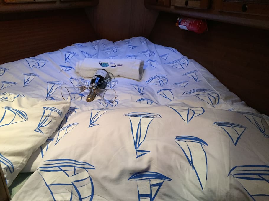 Double bed ensuite in forepeak