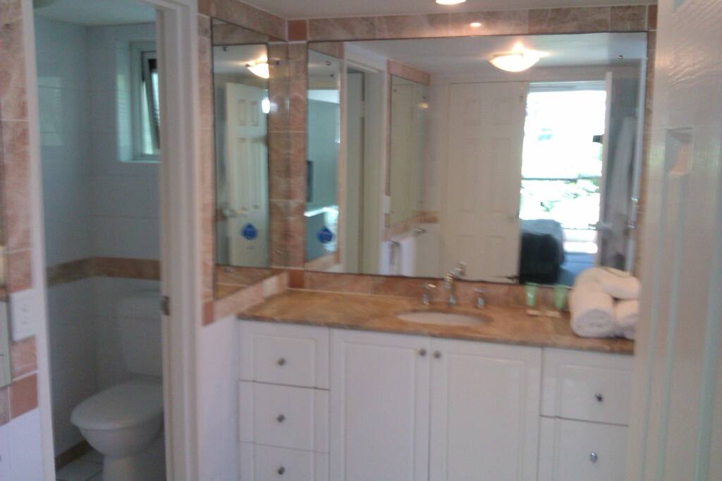 With toilet and large shower