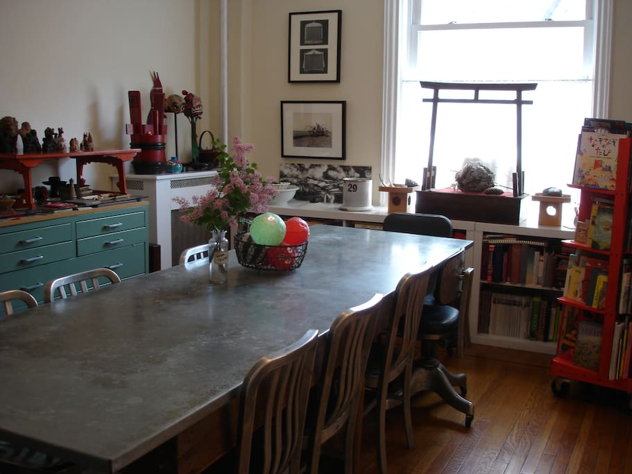 dining room with 10" farm table