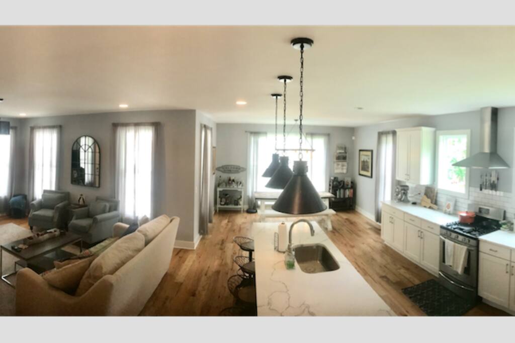 Downstairs living / kitchen areas.