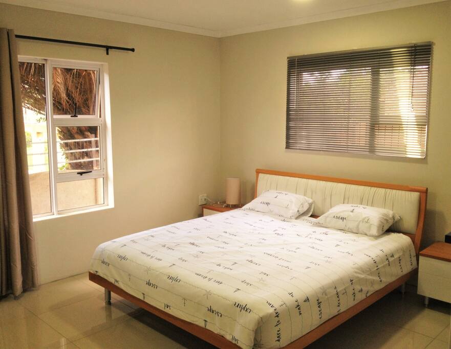 Bedroom 2, with Extra-large king size bed, ensuite with shower. Has its own TV, fridge and eco-friendly heaters