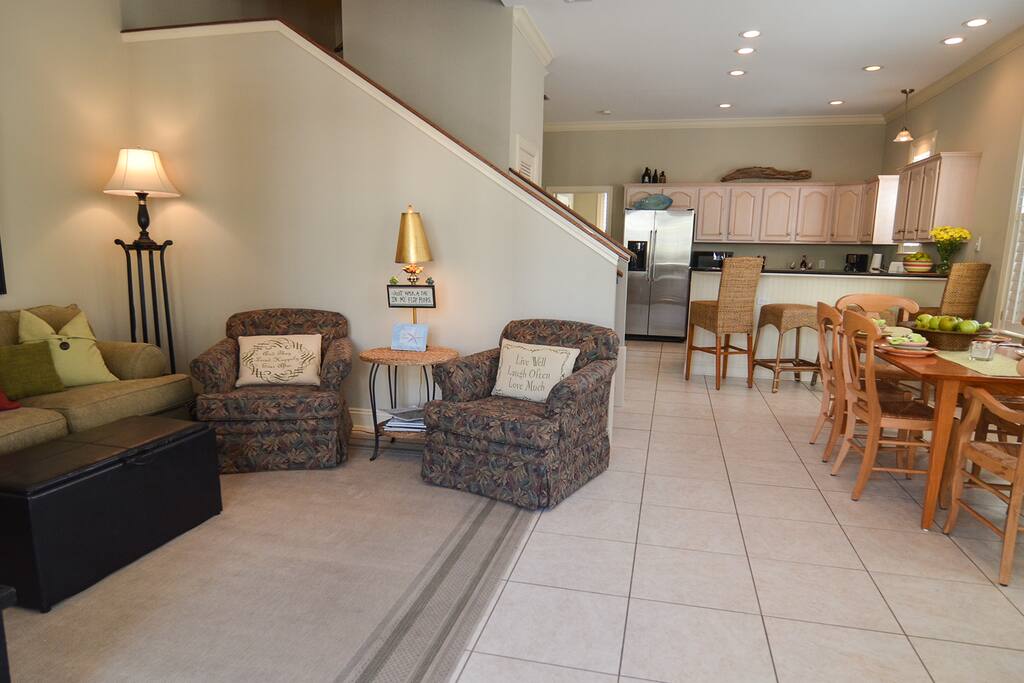 Living area and kitchen