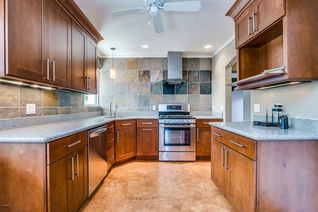 Main kitchen (house has two kitchens) can accommodate cooking for big groups.