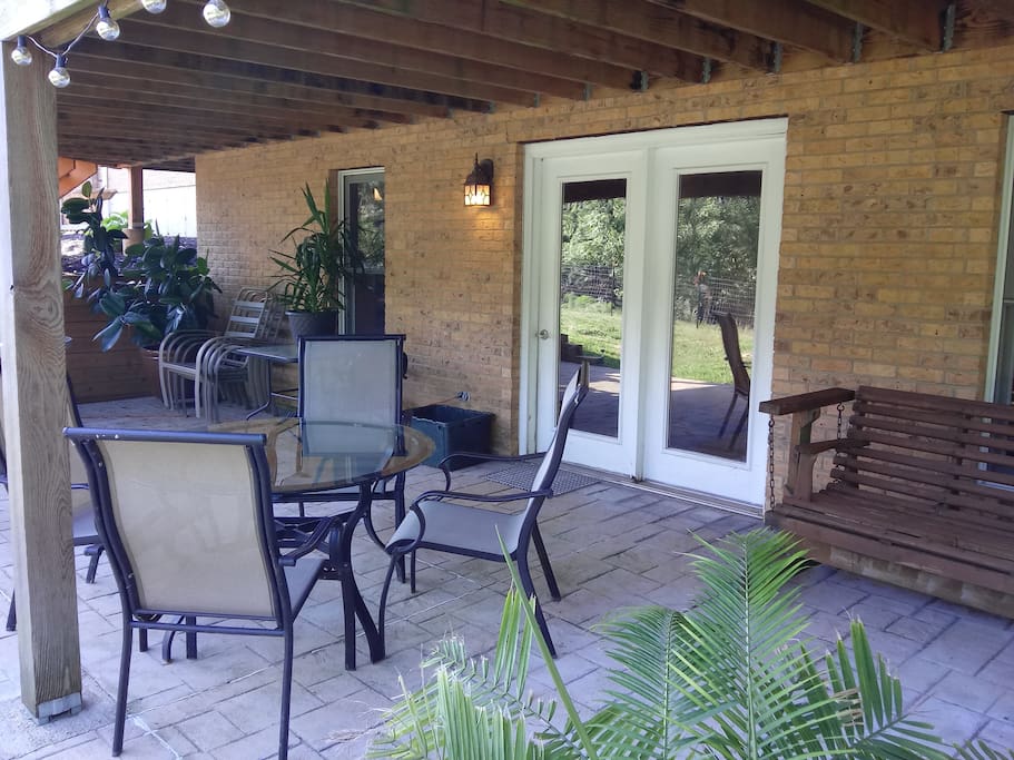Your private entrance, off the patio (under our deck)