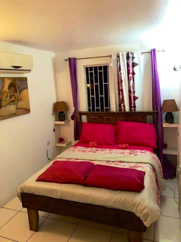 带独立入口和阳台空调和智能电视的主卧 