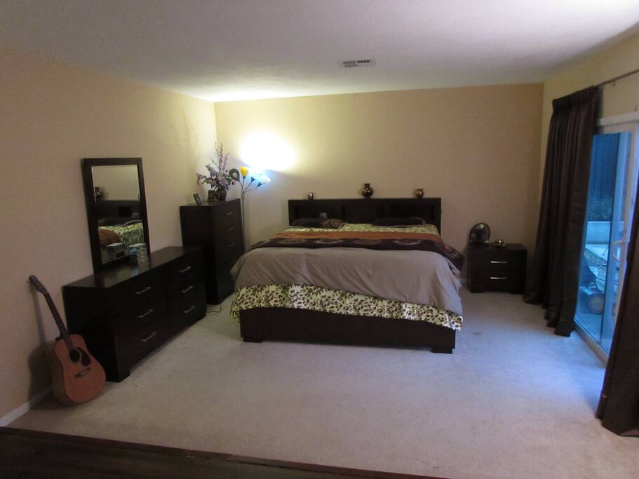 spacious master with step down flooring
