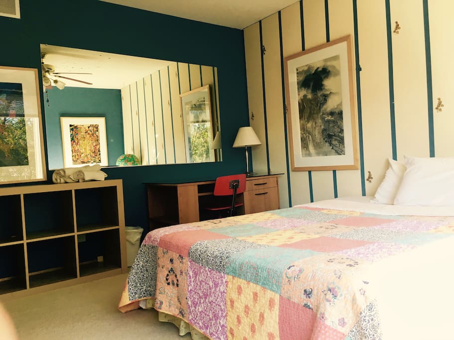 Sunny, fresh air, bedroom with huge windows looking out at the yard