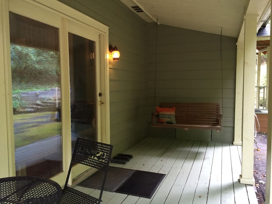 Back porch off family room.