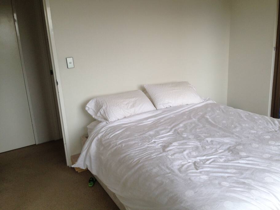 Spacious master bedroom with queen bed and private ensuite and balcony.