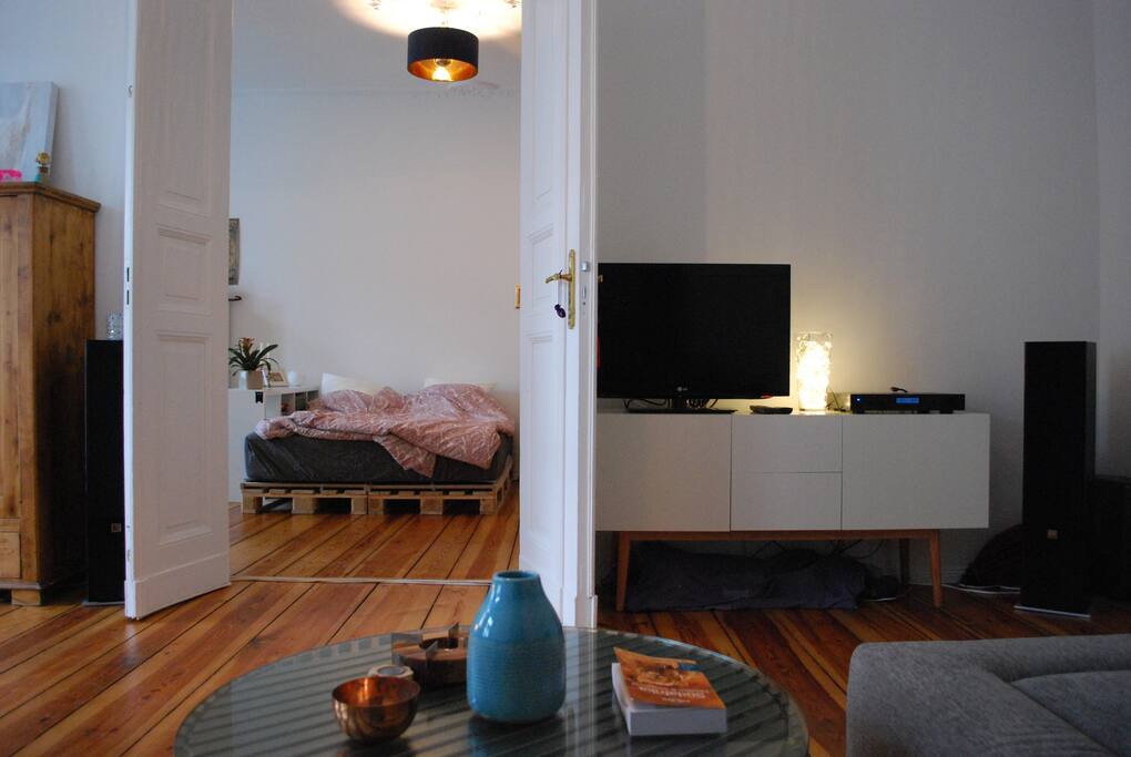 View from the living room into bedroom 1