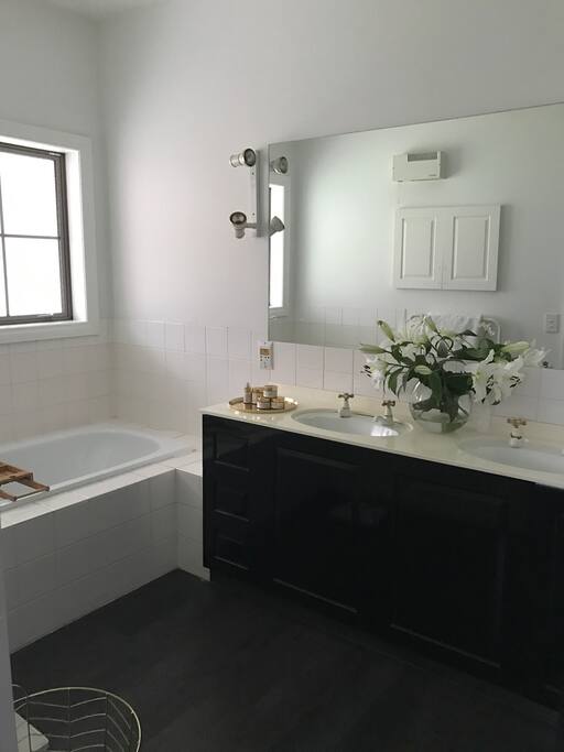 Separate his and her bathroom