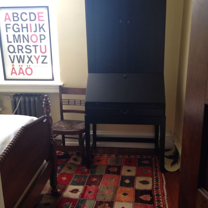 Desk and cabinet