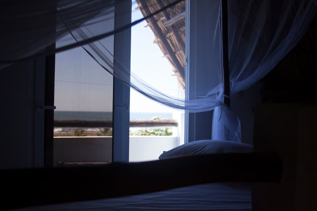 Bed with ocean views