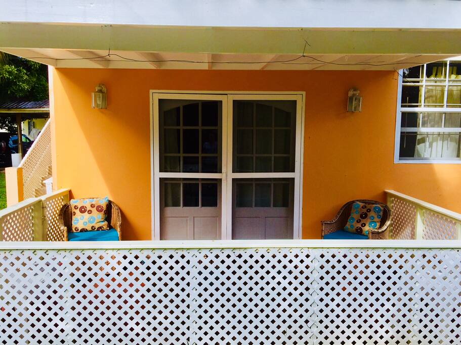 View of porch from backyard
