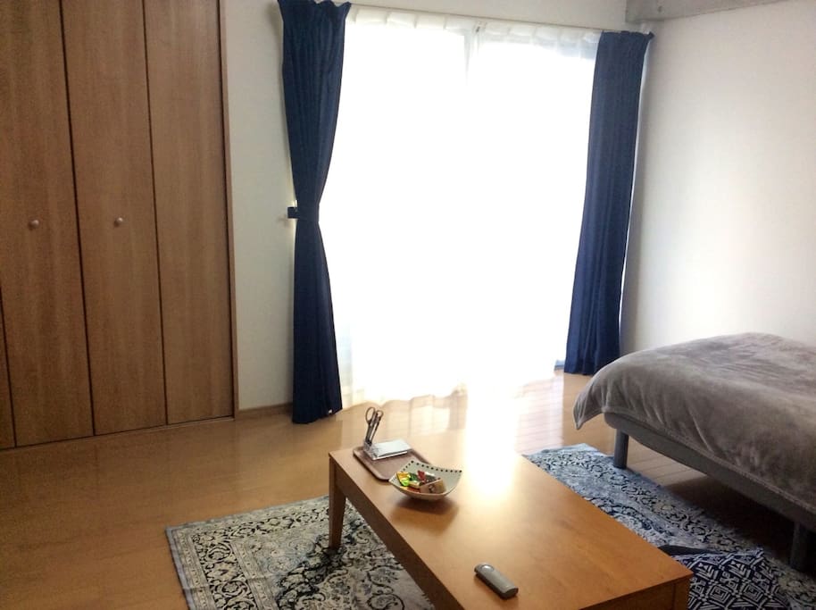 Another perspective of the room with the TV