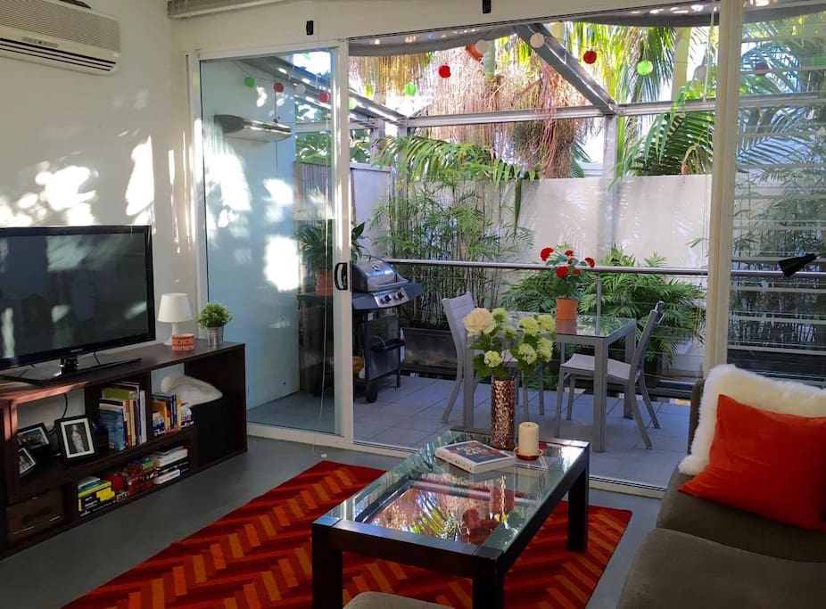 Spacious sunlit lounge area
