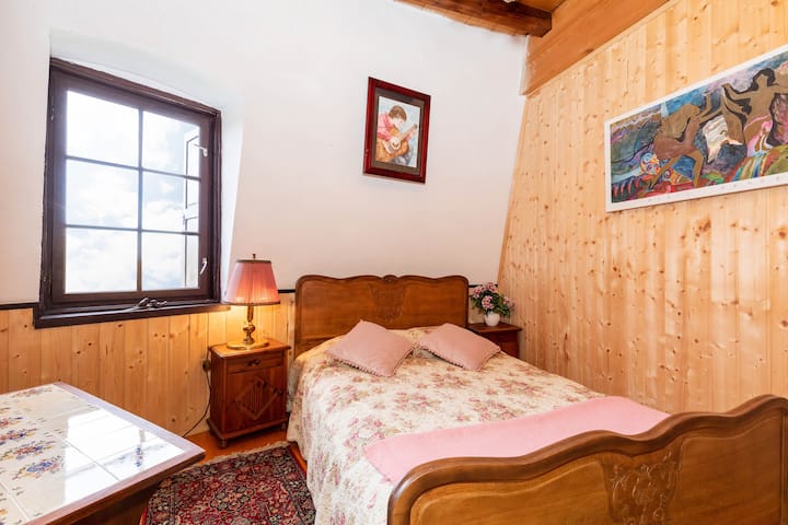 Bedroom on the ground floor in the Windmill in Ledzin