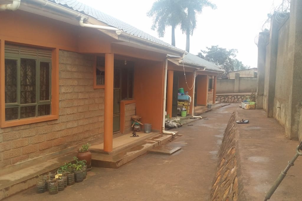 This is the back view of the shared apartments. There are four two bedroom self contained apartments.