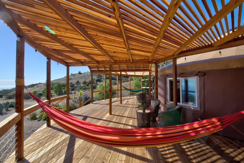 The large wrap around ocean view deck