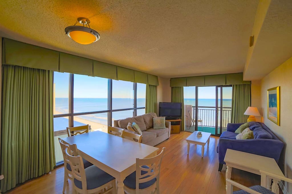 Enjoy the view from the living room or the balcony.