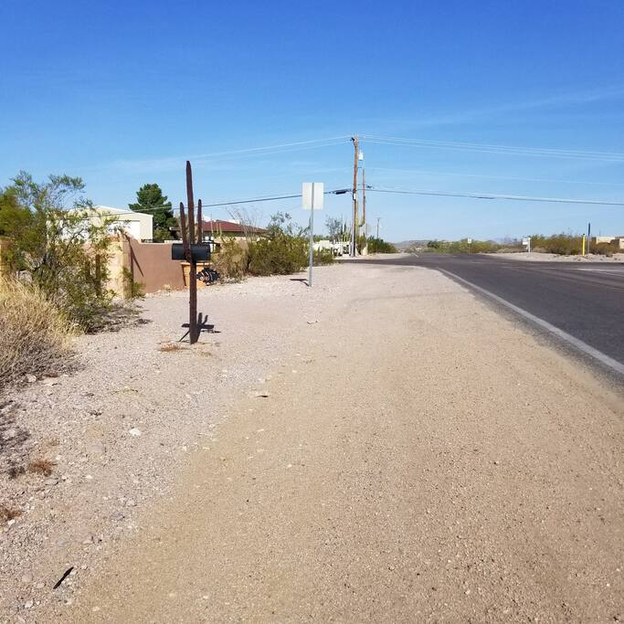 Street entrance view on North Mountain View which is a 4 way stop