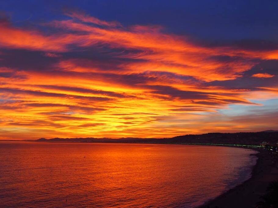 coucher de soleil depuis la terrasse