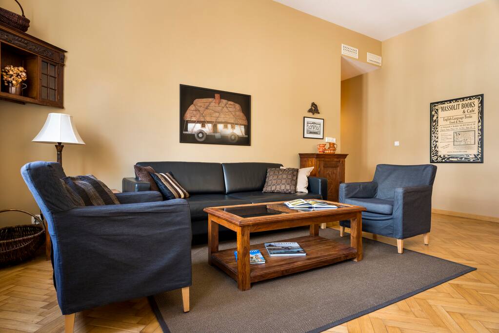 Cozy seating area for relaxing after a day of Krakow sightseeing.