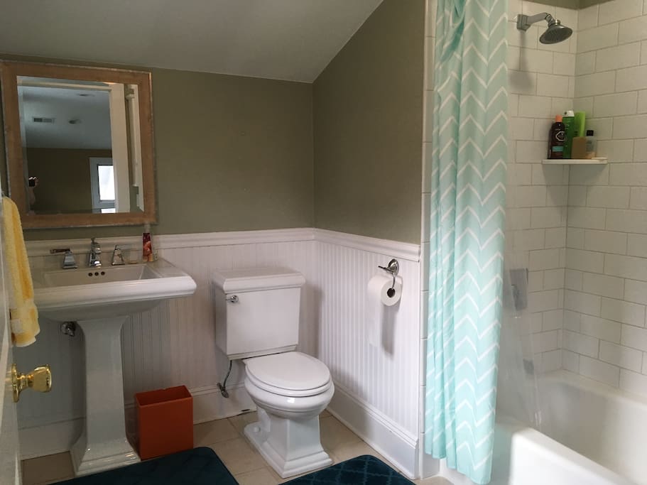 Private bathroom on top floor with shower & bathtub