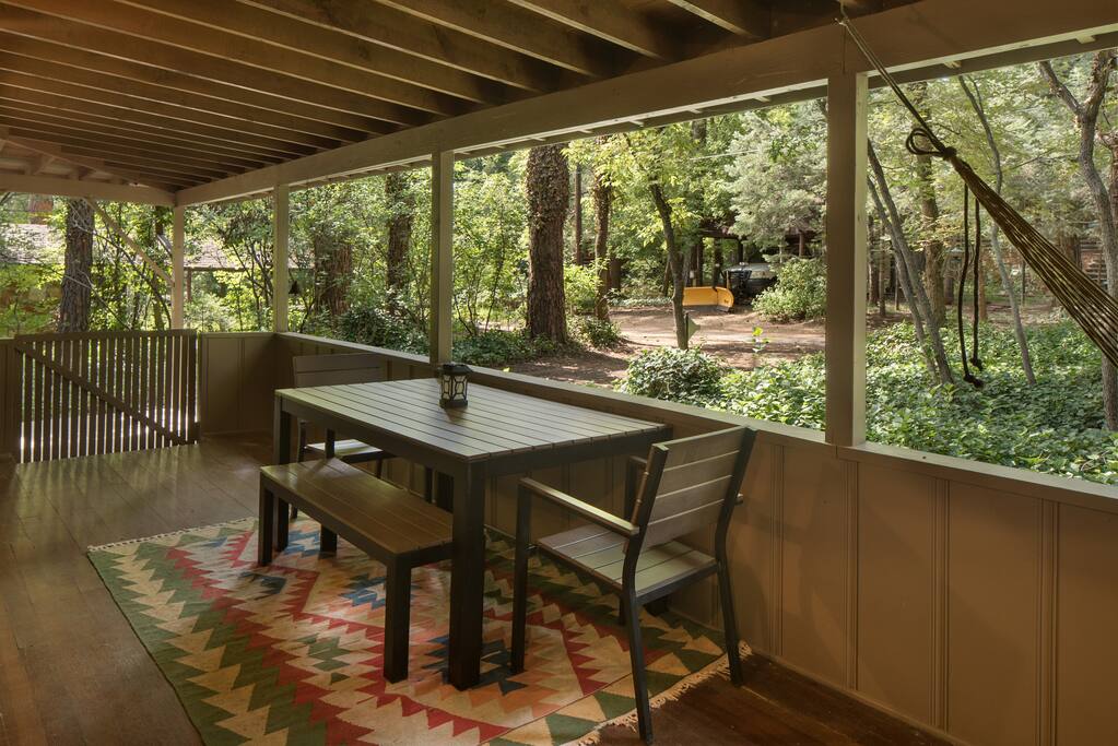 Front porch with dining table