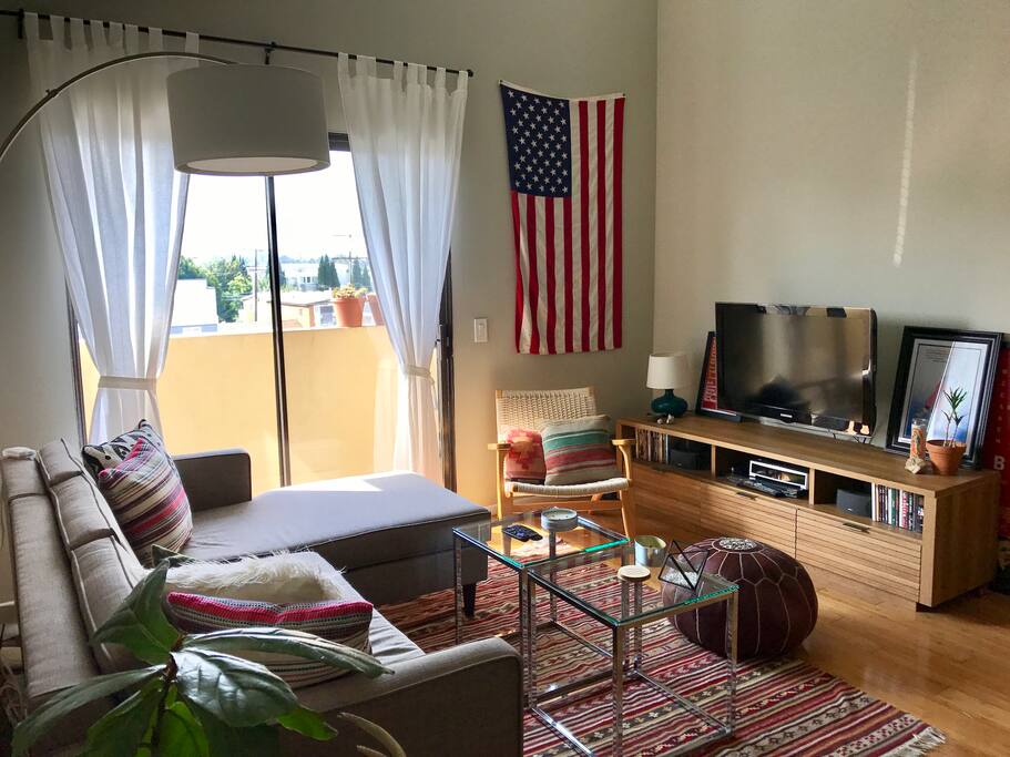 Living room with small deck