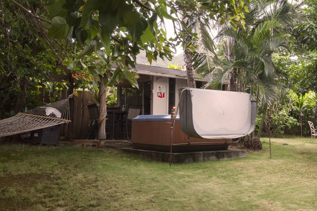 Feel free to utilize my backyard as your own. Light the tikis and relax in the hammock or hot tub while you're grilling a feast. Enjoy your meal in 1 of the 2 outdoor lounging areas.