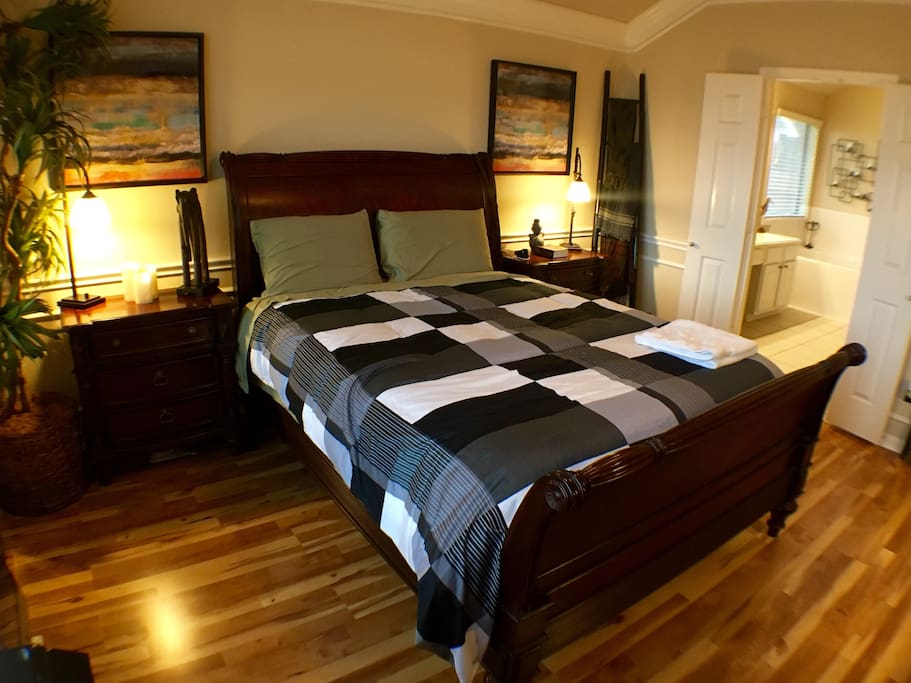 Queen size bed. Pressure point mattress.