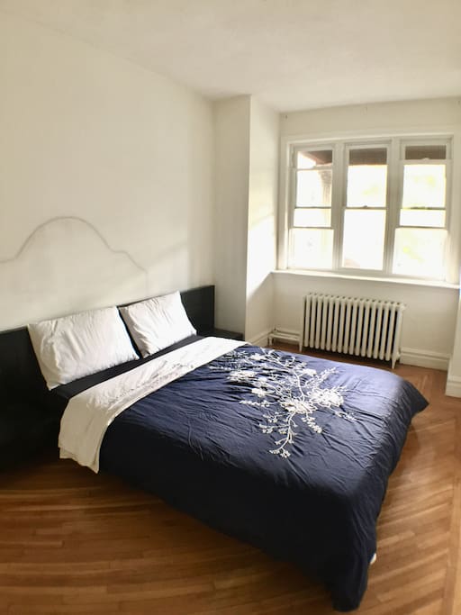 The first room when you walk in the spacious bedroom. All sheets 100% cotton and a soft plushy mattress guaranteeing you a great night of sleep.