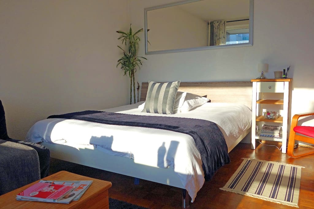 Big comfortable king size bed with heating underbed for cold winternights.