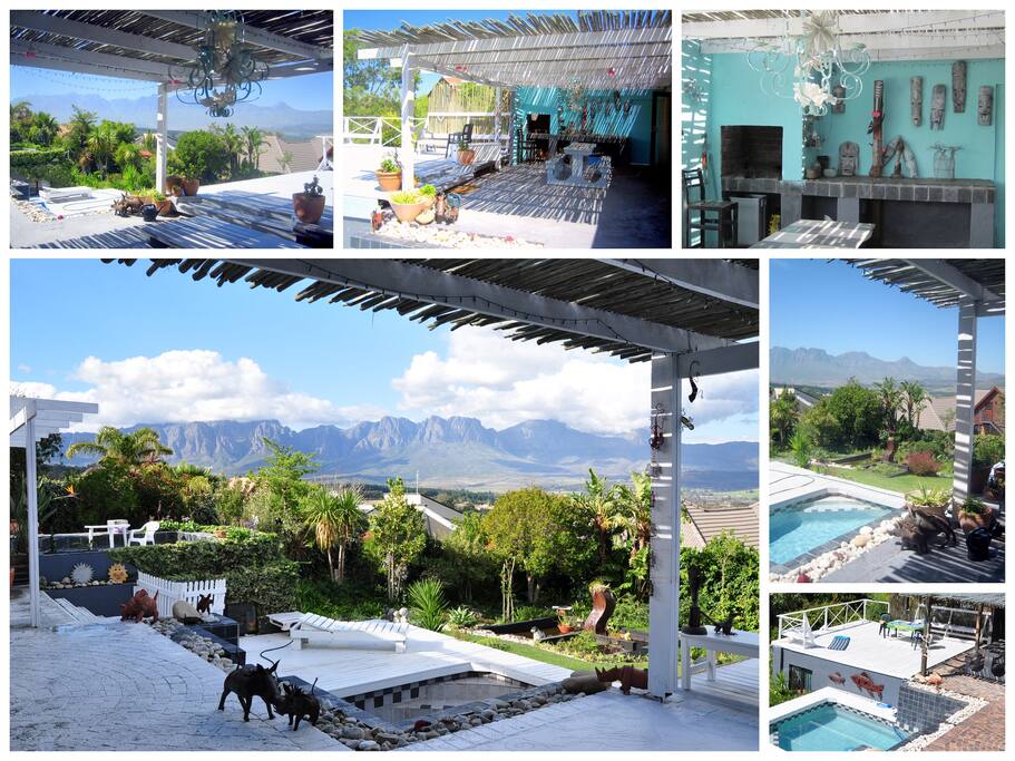 Exterior decking area with pool & entertainment area.