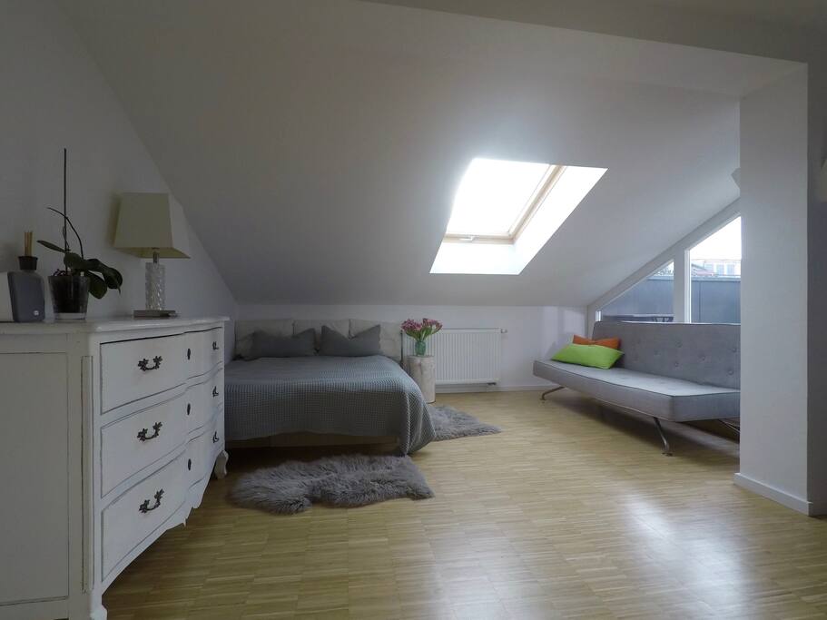 Spacious Guest Room: Double Bed (160x200) and BoConcept Sleeping Couch (140x200)