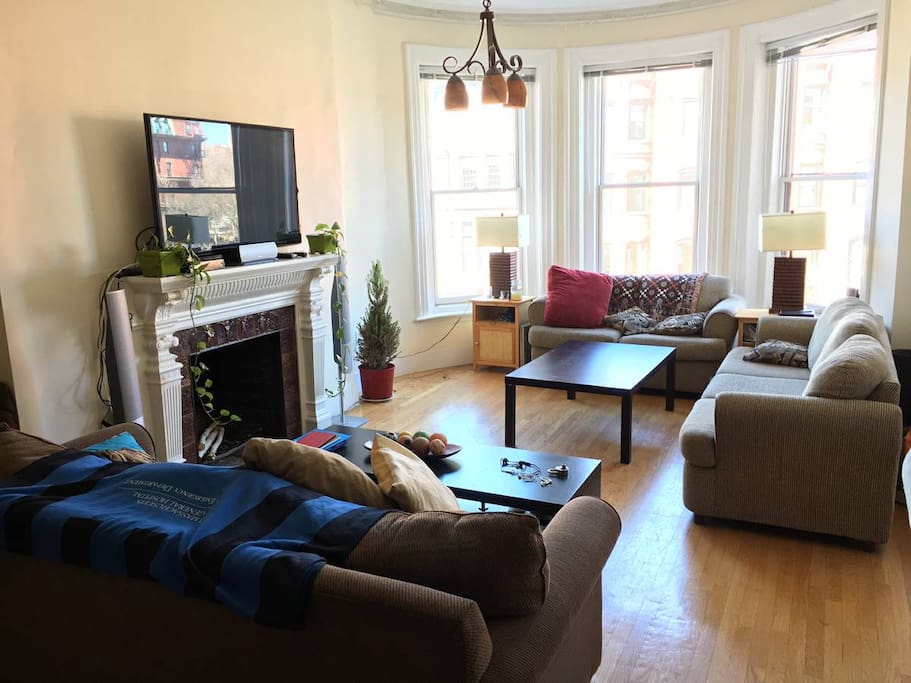 Livingroom overlooking Newbury St. (additional furniture and decorations not included)