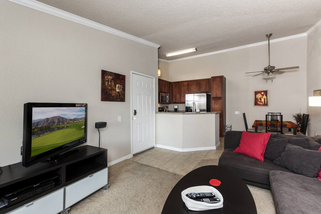 Settle into the comfy sectional for a movie on the 50" flat-screen.