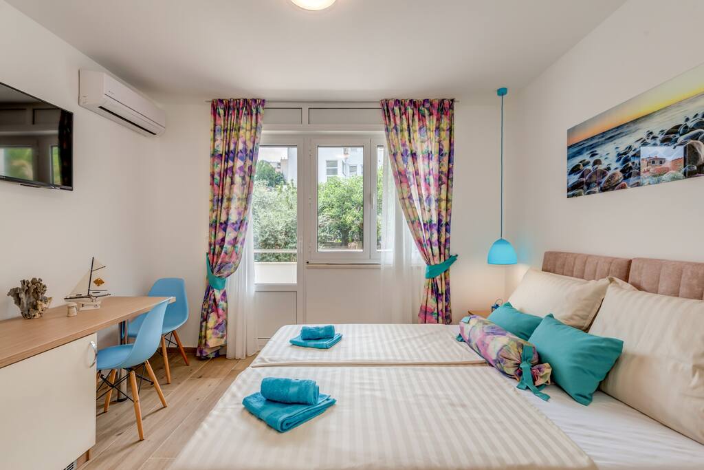 Blue room has its own private balcony
